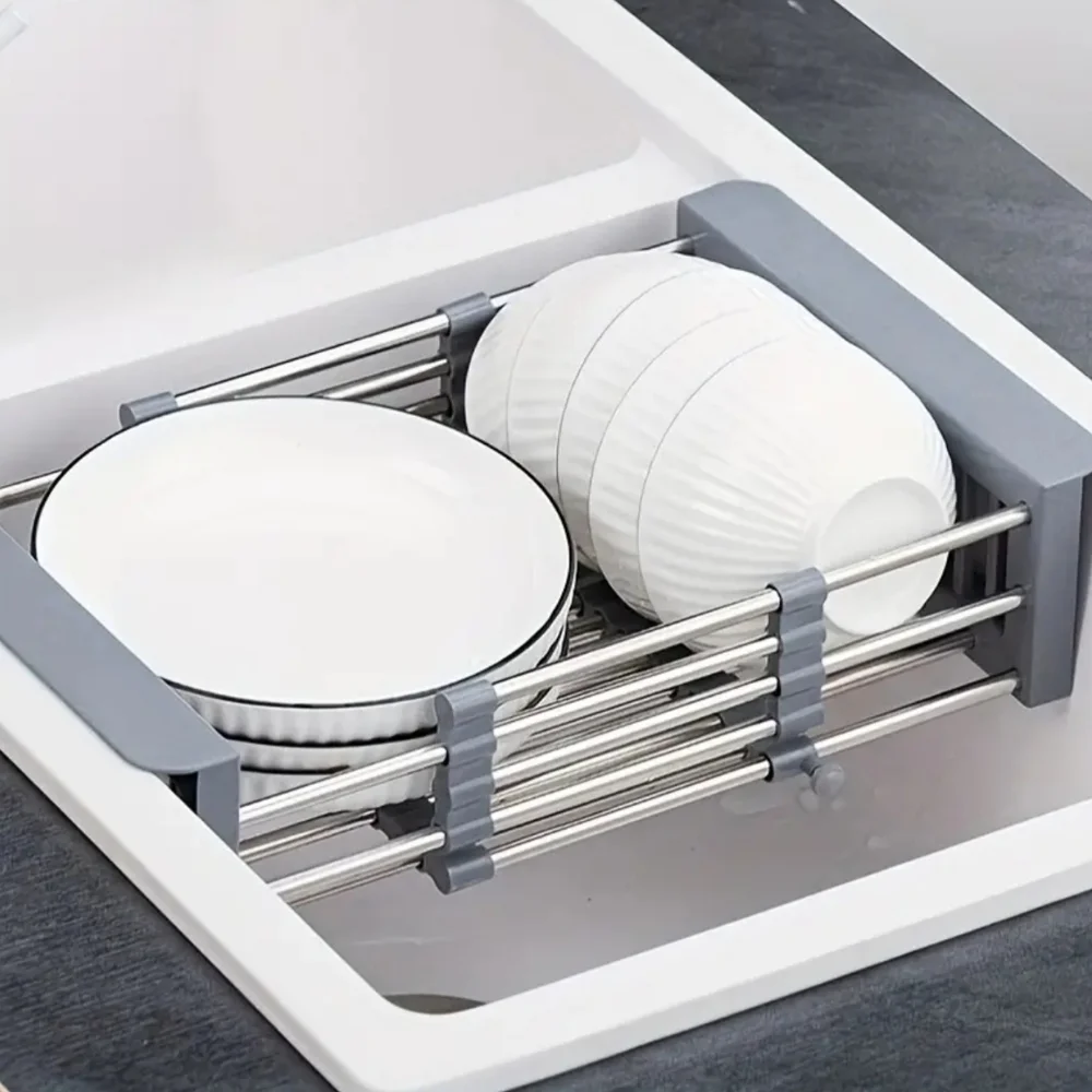 Adjustable Stainless Steel Over-Sink Dish Rack